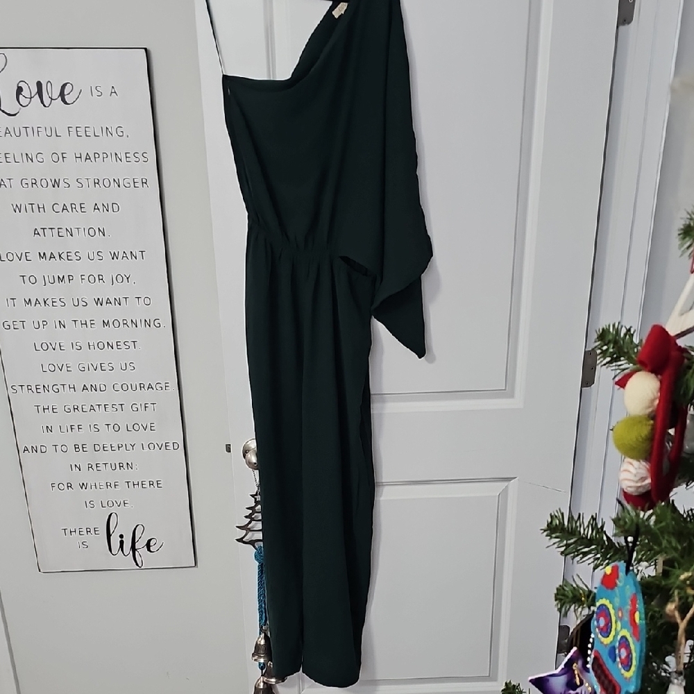 ODDY On Shoulder Teal Jumpsuit With Cut Out At Waist